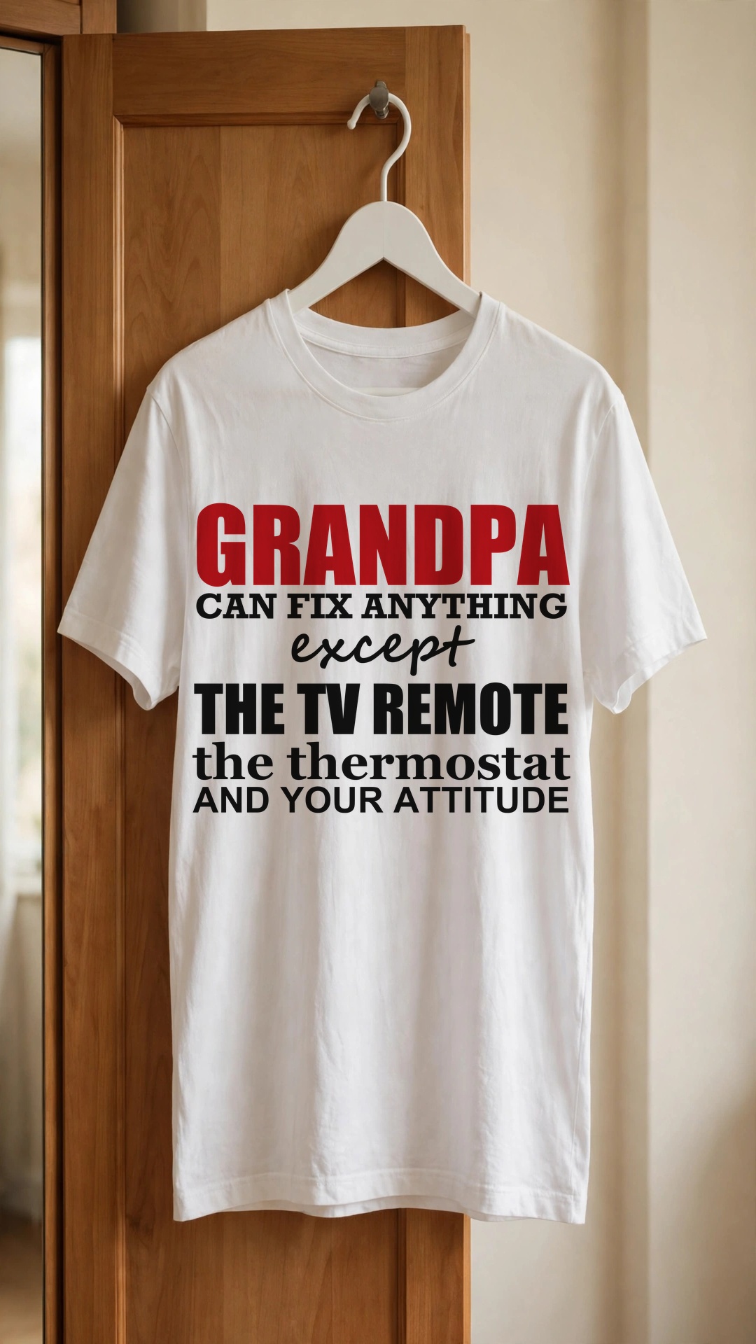 Grandpa can fix anything except The TV Remote the thermostat and your attitude